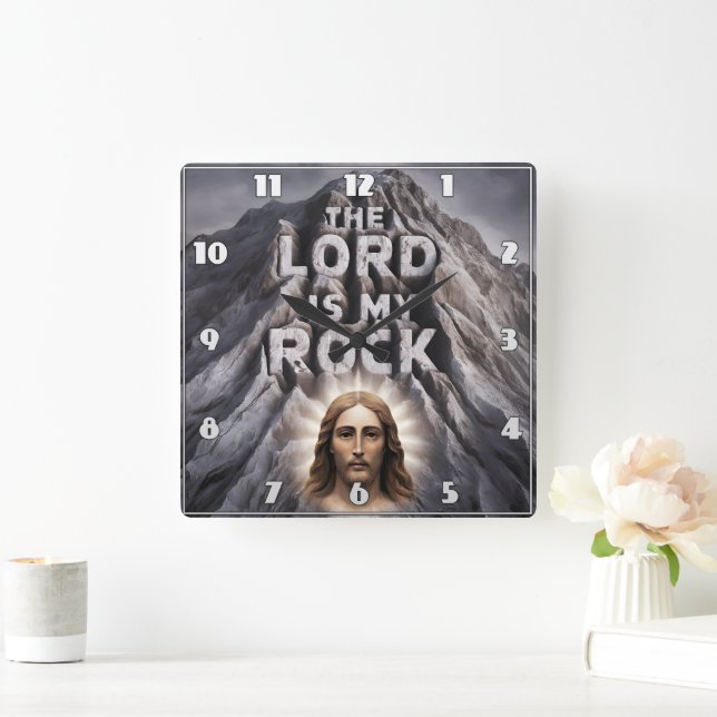Horloge Carrée Le Seigneur Est Mon Rocher : Psaume 18:2 (Maison)