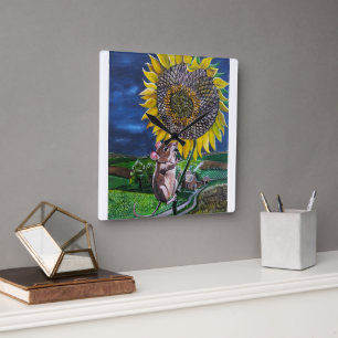 Horloge Carrée Le tableau Le Sommet du Tournesol d'Alfred Fox