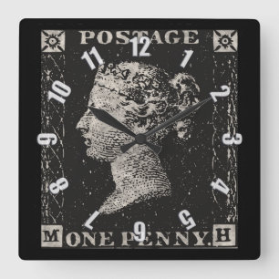 Horloge Carrée Le Timbre noir Penny