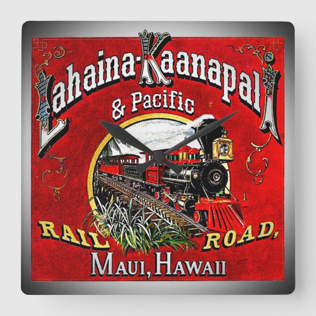 Horloge Carrée Le train de canne à sucre avec des locomotives de (Recto)