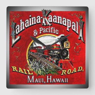 Horloge Carrée Le train de canne à sucre avec des locomotives de