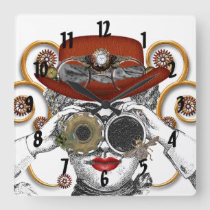 Horloge Carrée le type funk steampunk funky