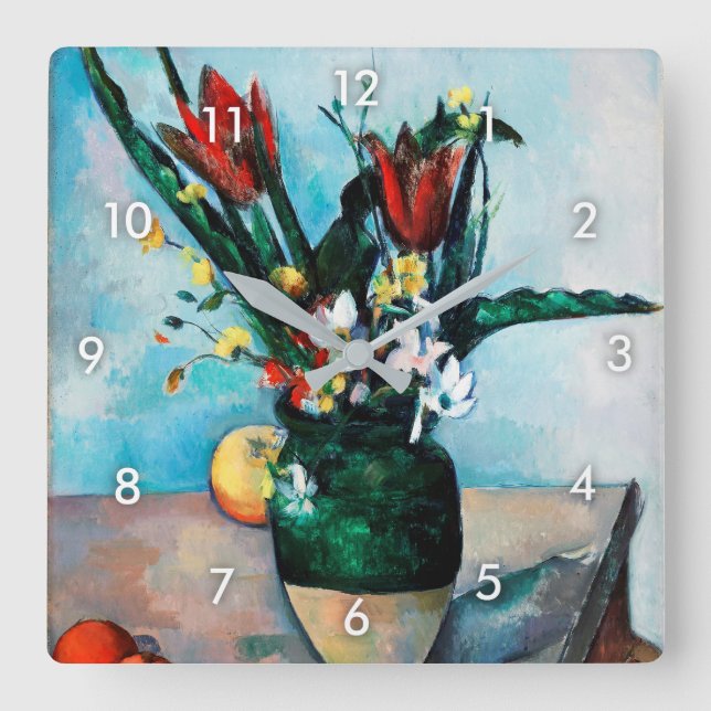 Horloge Carrée Le Vase des Tulipes, Paul Cezanne (Recto)