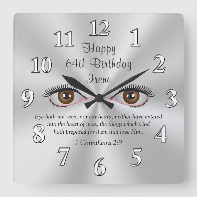 Horloge Carrée Le vers personnalisable de bible synchronise (Recto)