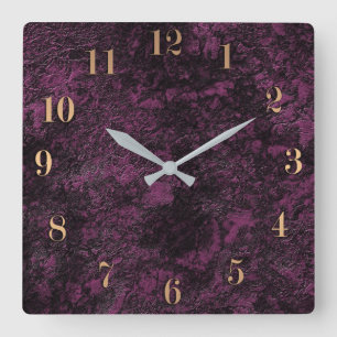 Horloge Carrée Leather Burgundy texture Square Wall Clock