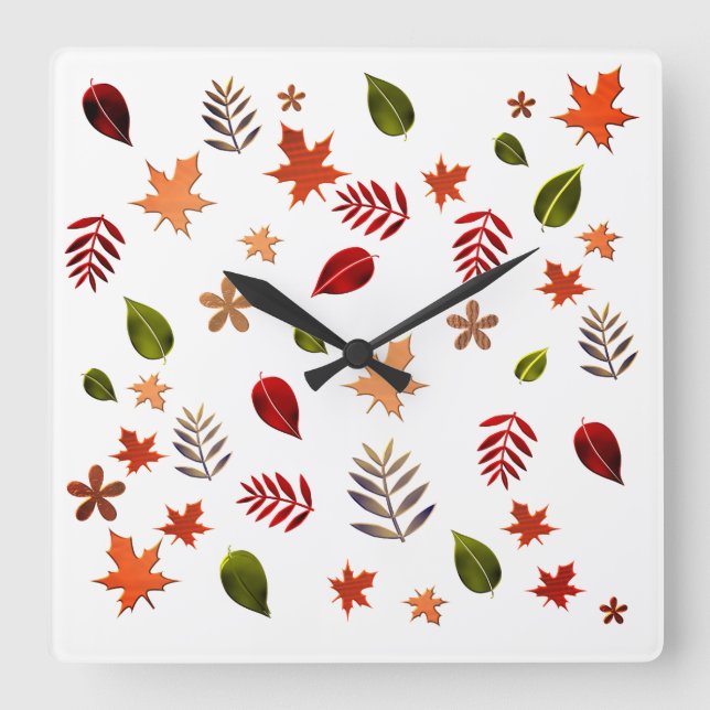 Horloge Carrée Leaves fall,White background (Recto)