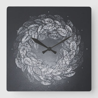 Horloge Carrée leaves prints in circle