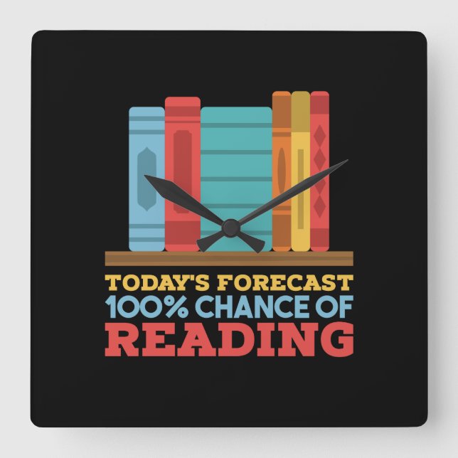 Horloge Carrée Lecture - 100% de Chance de Lire un Livre Drôle (Recto)