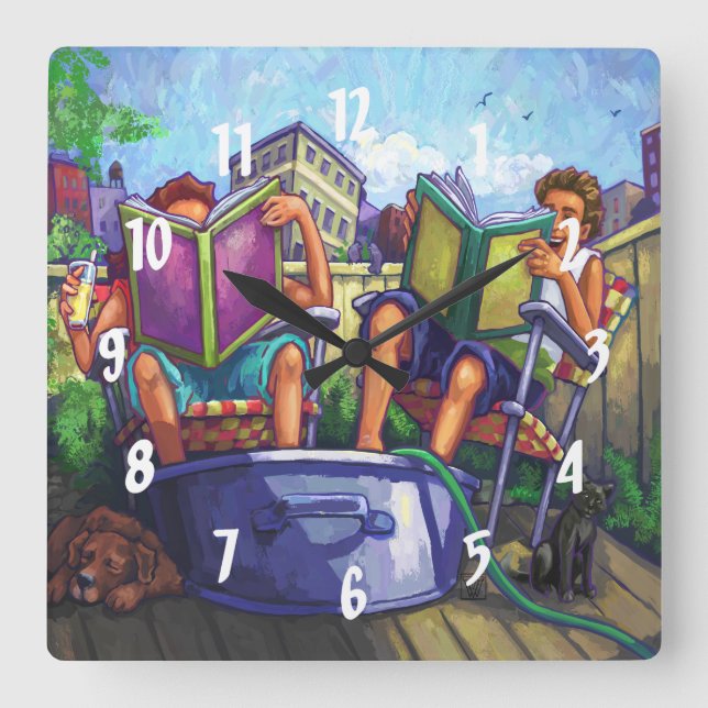 Horloge Carrée Lecture en été (Recto)