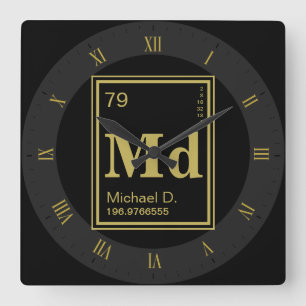 Horloge Carrée L'élément de toi ! Custom Name Periodic Table