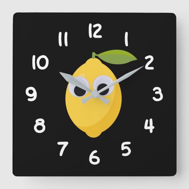 Horloge Carrée Lemon, sweet fruit with googly eyes (Recto)