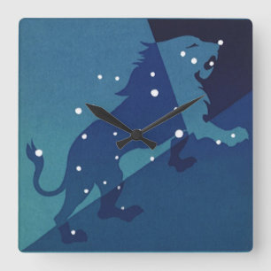Horloge Carrée Leo Lion Constellation Astrologie Zodiaque Vintage