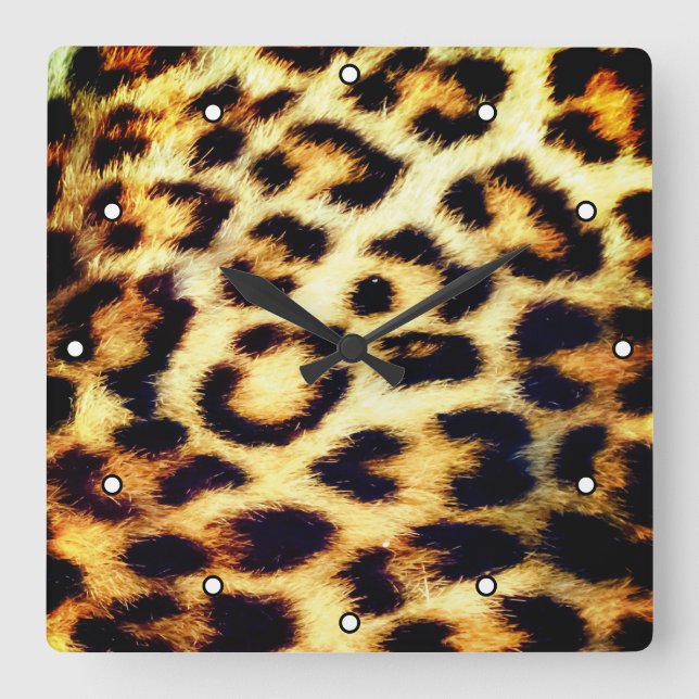 Horloge Carrée Leopard Cheetah Imprimer fourrure de fourrure avec (Recto)