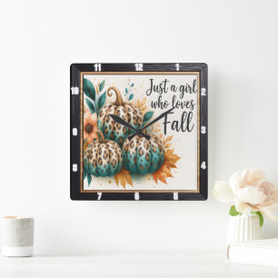 Horloge Carrée Leopard Citrouille fille aime chute