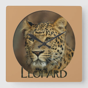 Horloge Carrée Leopard Lovers