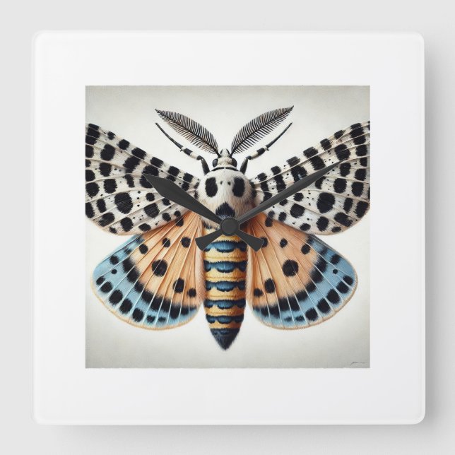 Horloge Carrée Leopard Moth 170924IREF228 - Watercolor (Recto)