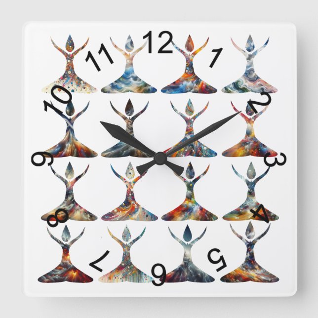 Horloge Carrée Les amis du yoga (Recto)
