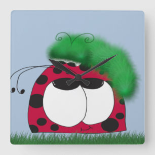 Horloge Carrée Les amis rares Ladybug et Caterpillar