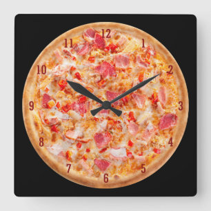 Horloge Carrée Les amoureux de la PIZZA