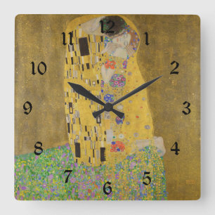 Horloge Carrée Les amoureux embrasser Embrace par Gustav Klimt