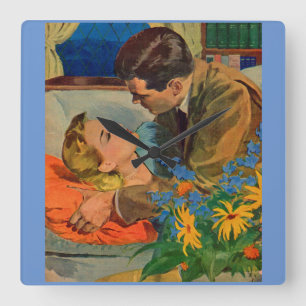 Horloge Carrée Les amoureux en amour