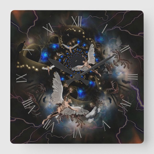Horloge Carrée Les anges dans le tunnel des âmes (Recto)