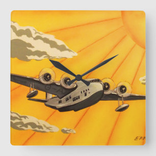 Horloge Carrée Les années 1930 élégantes d'avion d'art déco o