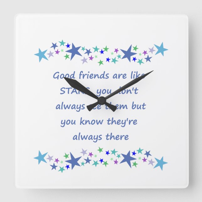 Horloge Carrée Les bons amis sont comme Stars Inspirational Citat (Recto)