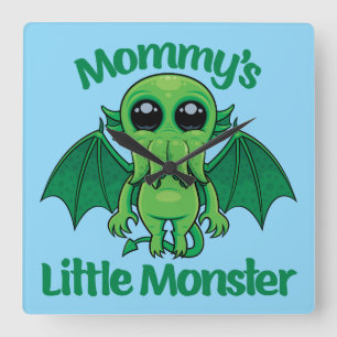 Horloge Carrée Les boudins de cthulhu du petit monstre de maman