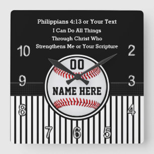 Horloge Carrée Les cadeaux chrétiens de baseball avec la Bible V
