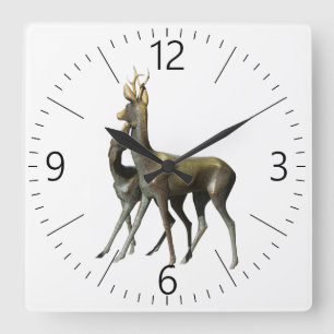 Horloge Carrée Les cerfs amoureux