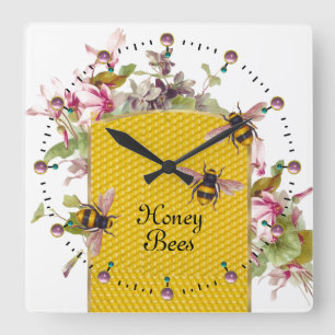 HORLOGE CARRÉE LES CYCLAMES D'HONEY, BEEKEEPER