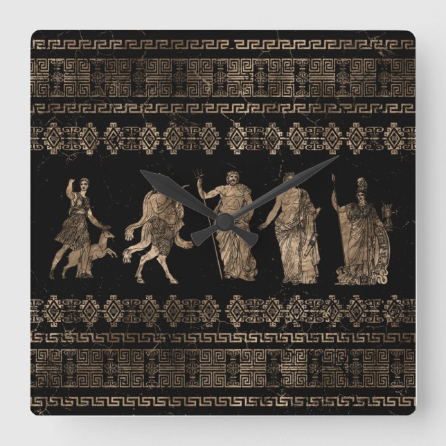 Horloge Carrée Les divinités grecques et l'ornement de Meander (Recto)