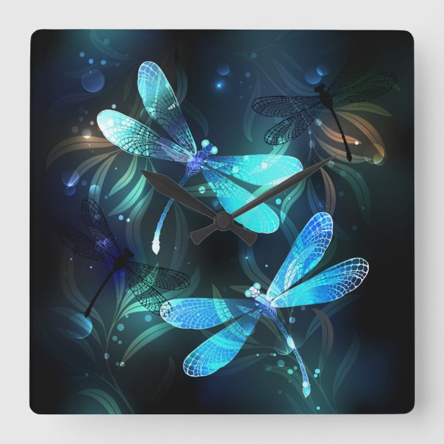 Horloge Carrée Les libellules du lac (Recto)