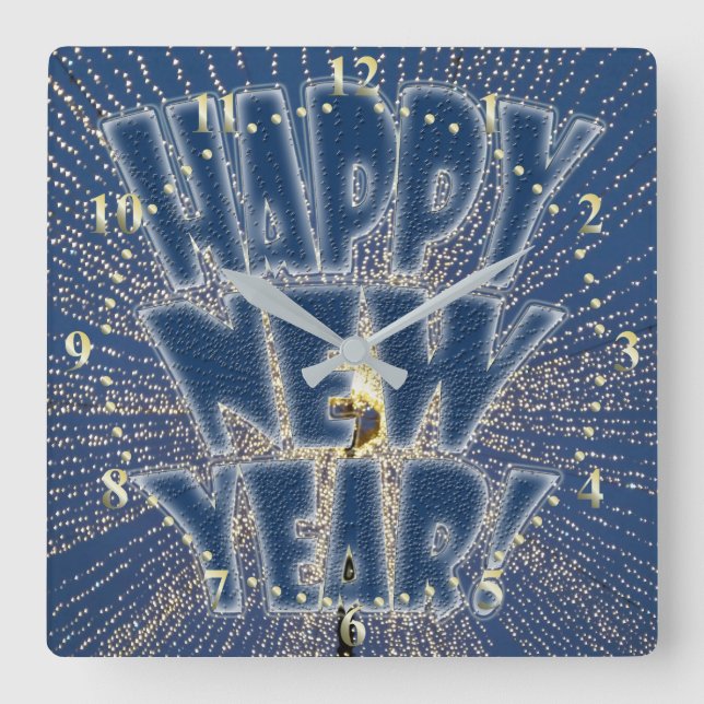 Horloge Carrée Les lumières du Nouvel An (Recto)