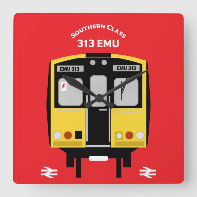 Horloge Carrée Les passionnés de train ferroviaire britannique (Recto)