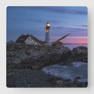 Horloge Carrée Les phares Phare du Cap Elizabeth Maine