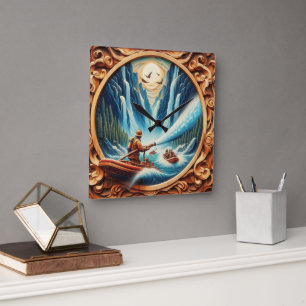 Horloge Carrée Les pompiers ont chargé sur leur bateau