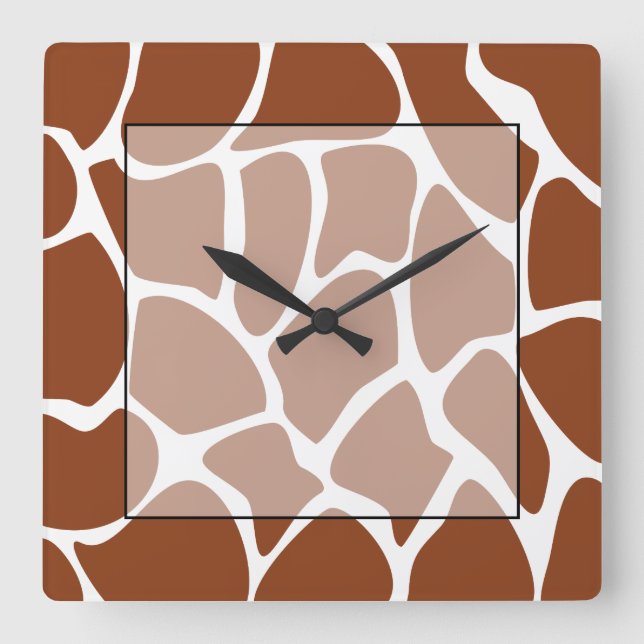 Horloge Carrée Les Prints de Brown Girafe. (Recto)
