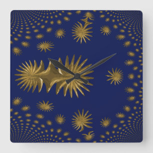 Horloge Carrée Les stars de Fractal golden