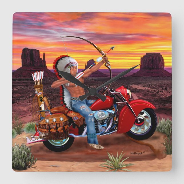 Horloge Carrée L'Esprit Indien pour toujours (Recto)