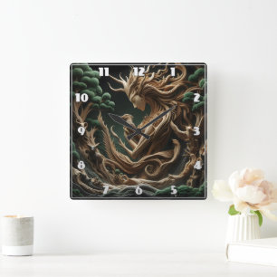 Horloge Carrée L'esprit nature embrasse la faune dans la forêt