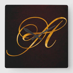 Horloge Carrée Lettre d'or en vintage design