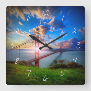 Horloge Carrée Lever de soleil de Golden Gate