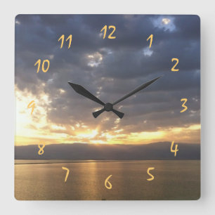 Horloge Carrée Lever de soleil sur la mer Morte Israël