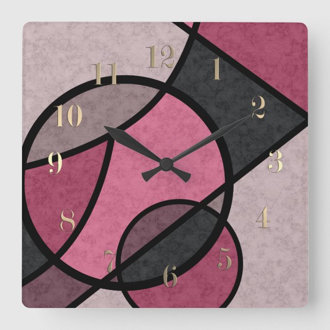 Horloge Carrée Lever rose, abstrait (Recto)