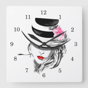 Horloge Carrée Lèvres