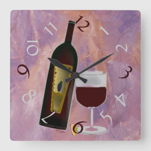 Horloge Carrée L'heure du verre de vin