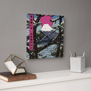 Horloge Carrée L'hiver est froid mais le coeur chaud