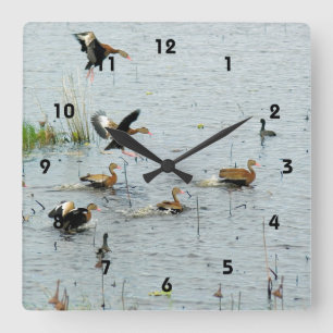 Horloge Carrée L'horloge murale d'acrylique de canards